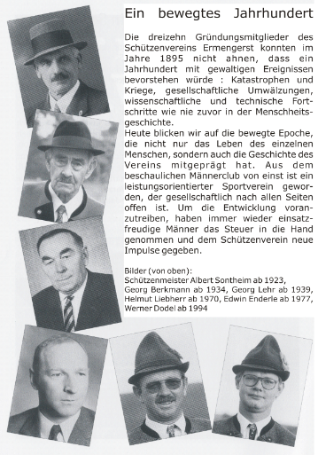 Schützenmeister des Vereins Schützenmeister des Vereins